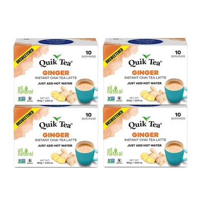 QuikTea Unsweetened Ginger Chai Latte - 40 count - Indian Tea