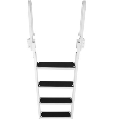 VEVOR Dock Ladder Flip Up 4 Steps, 350lbs Load Capacity, Aluminum Pontoon Boat Ladder with 4" Wide Step & Nonslip Rubber Mat,Swimm Step Ladder
