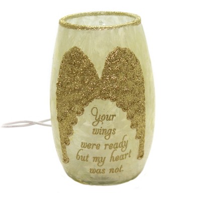 Stony Creek 5.25 In Angel Wings Small Bereavement Bereavement Lighted Glass Accent , Bereavement Memorial Grief Loss (1PC)
