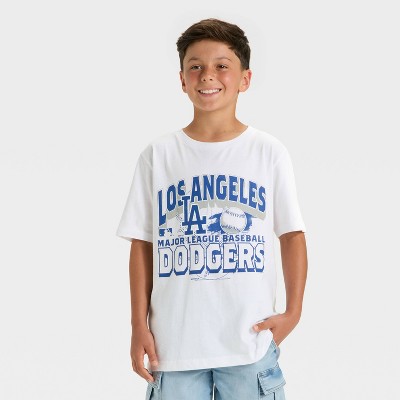 Boys' Los Angeles Dodgers Oversized Short Sleeve Graphic T-Shirt - White