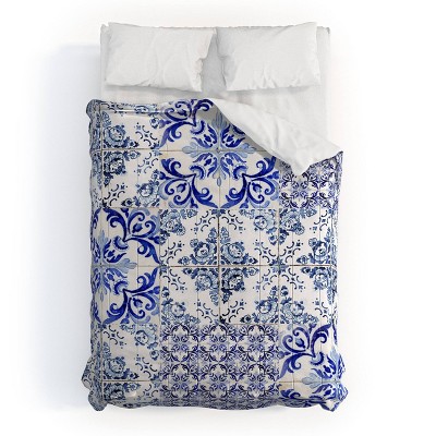 Deny Designs 3pc Full/Queen Ingrid Beddoes Portuguese Azulejo Comforter and Sham Set