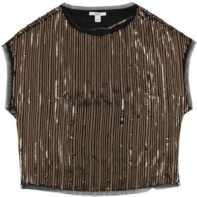 bar III Womens Sequin Crop Top Blouse
