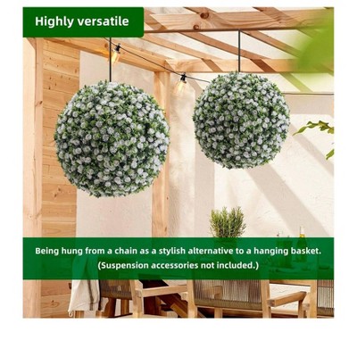 Artificial Topiary Balls - Set of 2 Red Rose Decor with Hanging Chains and Zip Tiles - Indoor/Outdoor Use