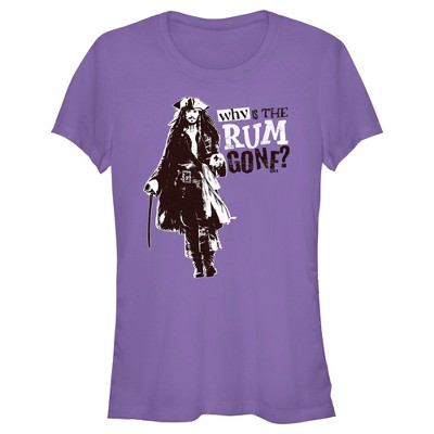 Juniors Womens Pirates of the Caribbean: Dead Man's Chest Jack Sparrow Why is the Rum Gone T-Shirt