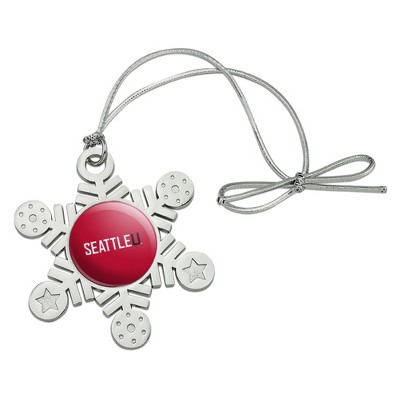 Seattle University Redhawks Logo Metal Snowflake Christmas Tree Holiday Ornament