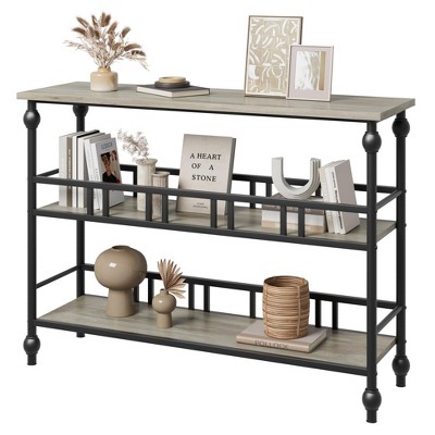 GustoWave 43'' Console Table for Entryway, Farmhouse & Modern Decor, Sturdy Open Shelf Sofa Table with Roman Column Legs