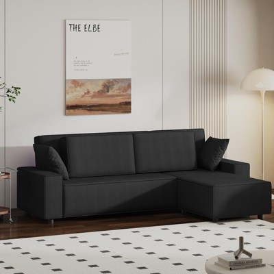 Striped Corduroy 96 Inch Extra Large Sectional Sofa, L Shaped Contemporary Couch with Deep Seating, Comfortable Sofa
