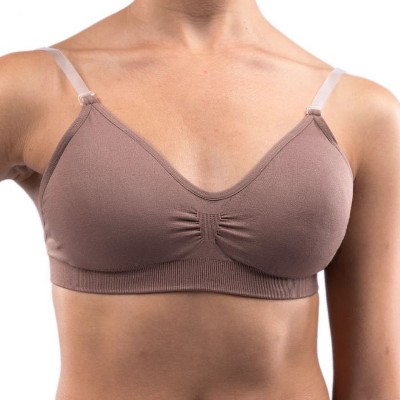 Girl's Dance Bra by Silky Dance Convertible Bra Clear Straps Mocha Child 8-12