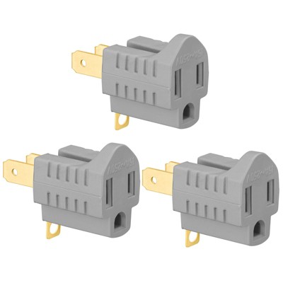 Itopfox 3-Pack Polarized 3-Prong to 2-Prong Grounding Adapter, Converter for Wall Outlets Plugs, Gray, Indoor Use Only