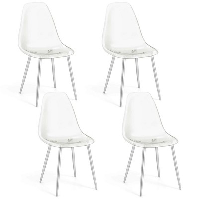 Costway Dining Chair Set of 4 with Heavy-Duty Electroplated Metal Legs Curved Back Armless