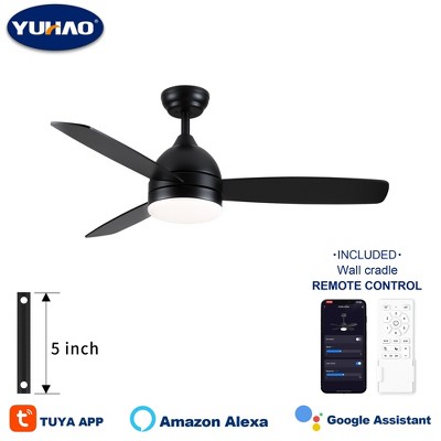 YUHAO 42 in. Indoor Modern Contemporary Matte White ABS Blades Integrated Dimmable LED Ceiling Fan with Light and Remote Control