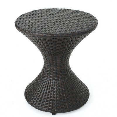 GDFStudio Derby Outdoor Wicker Hourglass Side Table, Multibrown
