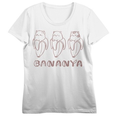 Bananya Character Outlines Women's White Crew Neck Short Sleeve T-shirt