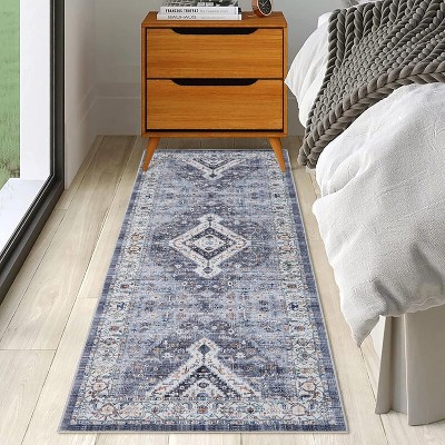 Washable Vintage Area Rug – Distressed Print Foldable Accent Carpet for Living Room, Bedroom & Dining Room