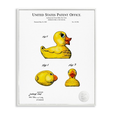 Stupell Industries Toy Rubber Duck Yellow Patent Design Diagram, 14" x 11"