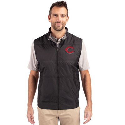 Cincinnati Reds Cutter & Buck Stealth Hybrid Quilted Mens Windbreaker Vest