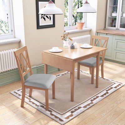 NicBex Dining Table Set for 2 Kitchen Table Dining Table Set Trestle Kitchen Table Set with Drop Leaf for Dining Room