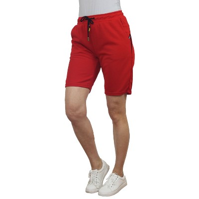 Blue Ice Women's Loose Fit Tech Fleece Jogger Sweat Lounge Shorts With Long Zipper Side Pocket