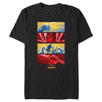Men's Marvel: Deadpool & Wolverine Red and Yellow Panels T-Shirt