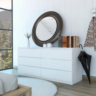 Sapphtopaz Double Dresser for Bedroom Modern Drawer Organizer with Black Metal Pulls Storage Cabinet for Kids Room, Living Room