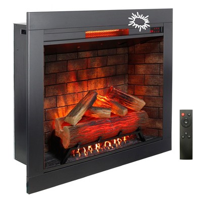 Infrared Electric Fireplace with Removable Trim Kit, Touch Panel, Smokeless Firebox, and Crackling Sound