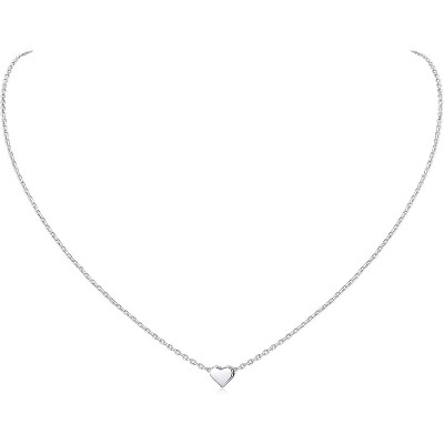 925 Sterling Silver Pendant Necklace, Dainty Heart/Star/Moon/Dot/Triangle Charm, Gold/Rose Gold/Black Plated, Personalized Jewelry Gift with Box