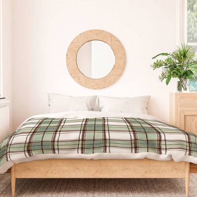 Deny Designs Ninola Design Rustic Geometric Checks Sage Green Duvet Cover Bedding Set