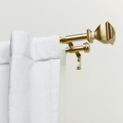 EXCLUSIVE HOME Napoleon Double Curtain Rod and Finial Set, Gold, Adjustable 66"-120