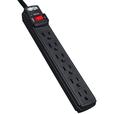Tripp Lite 6-AC Outlet, Protect It!® Surge Protector Power Strip, 6-Ft. Cord with Straight Plug, TLP6B in Black