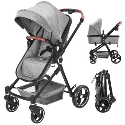 2 in 1 Baby Stroller for Toddler,High Landscape Infant Stroller with Large Storage Basket