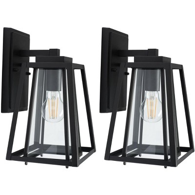 Rydler 7.48" Outdoor Sconce (Set of 2) - PLT7030 - Black - Safavieh