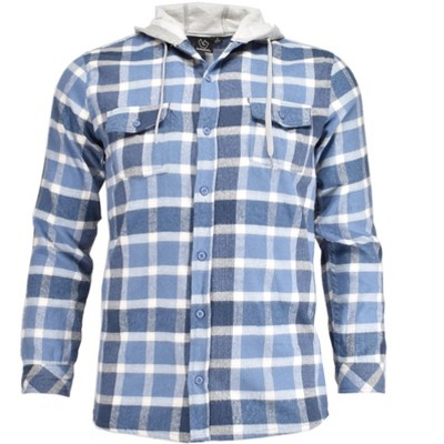 Burnside Men's Yarn Dyed Mid Weight Flannel Hoodie Shirt Jacket