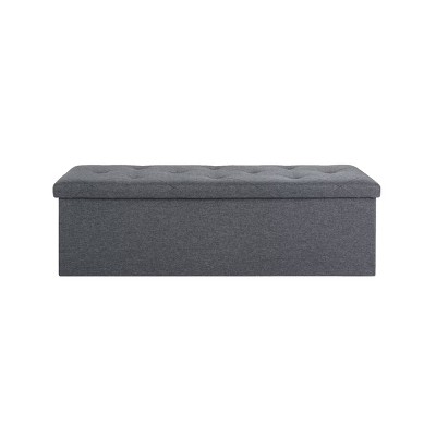 SEVOBAL Ottomans and Benches 47 Inches Folding Storage Ottoman Bench Storage Chest Ottoman Foot Rest Footrest for Entryway, Grey, 47.3"*15"*15"