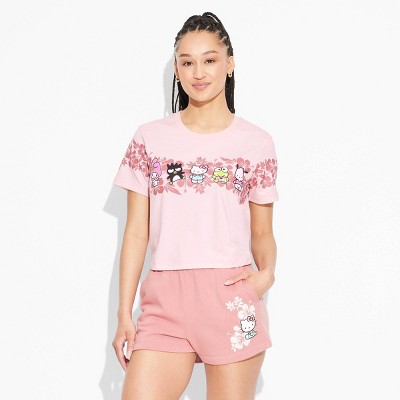 Women's Hello Kitty Surfer Skimmer Short Sleeve Graphic T-Shirt - Pink