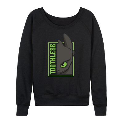 Women's - How to Train Your Dragon - Toothless Lightweight French Terry Wide Neck Long Sleeve Graphic Shirt