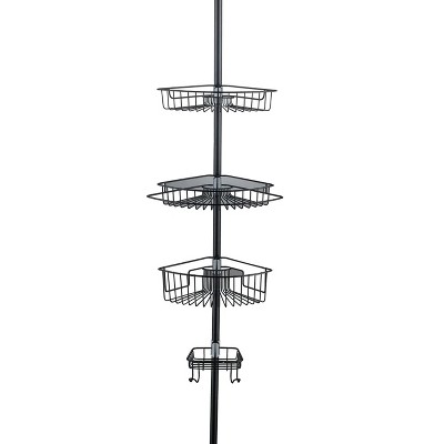 Home Mart Goods 4-Tier Black Corner Tension Pole Shower Caddy