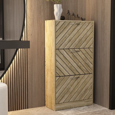 Famapy 3-Tiers Entryway Shoe Cabinet With Flipped Drawers