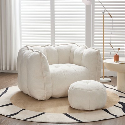 Sapphtopaz Bean Bag Chair with High Resilient Foam, Lazy Sofa with Footstool, Bean Bag Chairs for Adults and Kids, Lounge Chair for Living Room