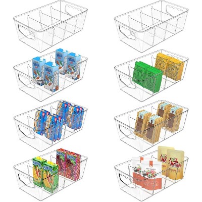 Tree City Clear Pantry Organizer Bins with Removable Dividers - Stackable Kitchen & Fridge Storage Containers