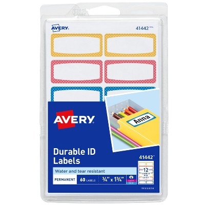Avery Durable Labels, 3/4" x 1-3/4", Assorted, 3-Pack (31442)