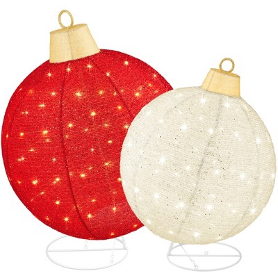 Best Choice Products 2pc Large Outdoor Christmas Ornament Set, Lighted Pop-Up Ball Holiday Décor