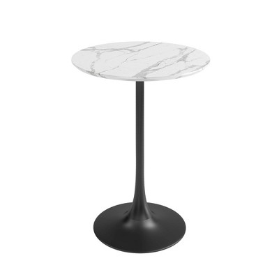 Kurv Counter Dining Table White Faux Marble/Black - Jamesdar