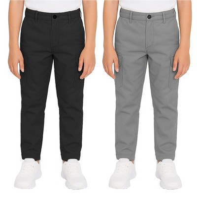 Galaxy Approved School Uniform Boy's Super Stretch Cotton Cargo Pants-2 Pack