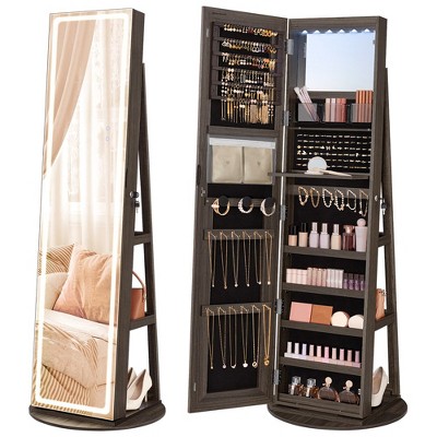 Jewelry Cabinet Standing Spinning Jewelry Armoire Organizer Box