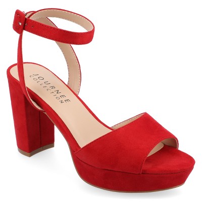 Journee Collection Women's Medium and Wide Width Nairri Vegan Leather Platform Heel Sandals