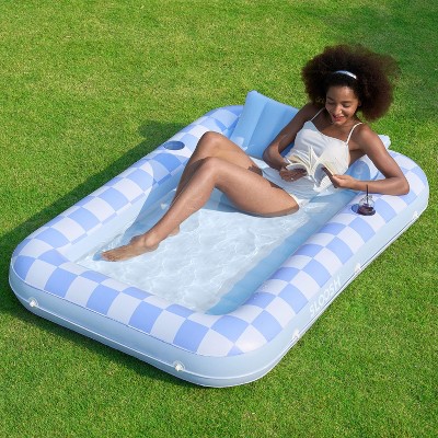 Sloosh Pool Floats Adult Pool Tanning Bed with Pillow, Suntan Pools Float Raft Tanning Pool for Adult Pool Lounger