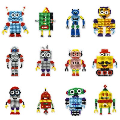 Wrapables Diamond Art Kits, 5D Gem Painting DIY Arts & Crafts Stickers, 12pcs Robots