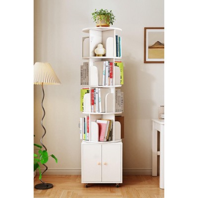 PAGED Rotating Bookshelf 360 Display Corner Bookshelf Bookcase Storage Rack with Drawer for Living Room, Home Office
