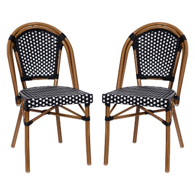 Emma & Oliver Soie Stacking Bistro Chairs with PE Seat and Back and Aluminum Frame for Indoor/Outdoor Use