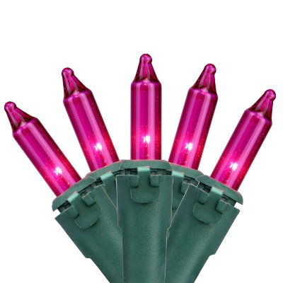 Brite Star Mini Christmas Light Set - Pink - 34' Green Wire - 100ct